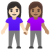 👩🏻‍🤝‍👩🏽 women holding hands: light skin tone, medium skin tone display on Google